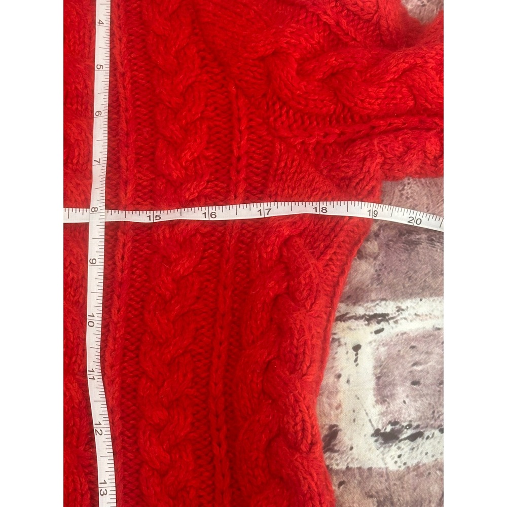 Classic Lands' End Red Cable Knit Sweater Preppy Cozy Staple Women's Size S 6-8 - Picture 10 of 13